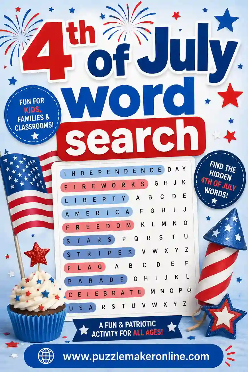 4th of July Word Search: Free Printable Puzzles