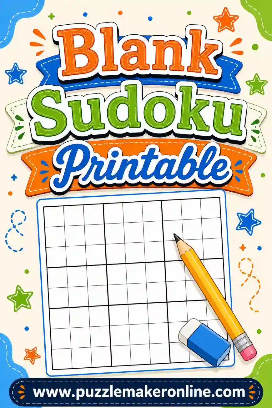 Blank Sudoku Printable: Free Empty 9×9 Grids
