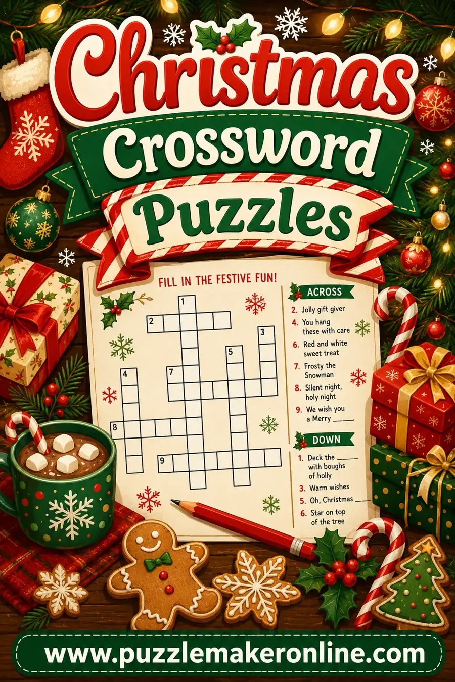 Christmas Crossword Puzzles: Free Printable & Festive