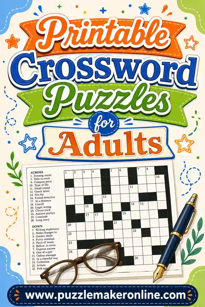Printable Crossword Puzzles for Adults: Free Maker