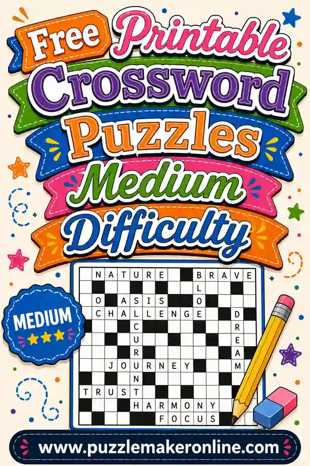 Free Printable Crossword Puzzles: Medium Difficulty