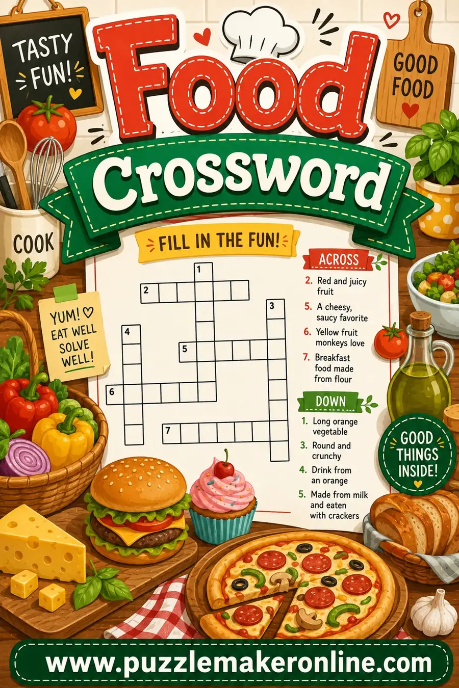 Food Crossword: Free Printable Puzzle Maker