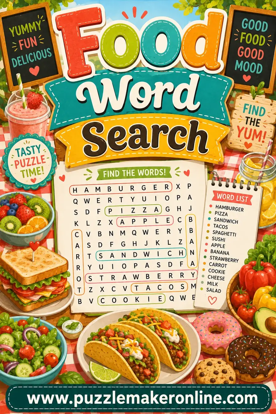 Food Word Search: Free Printable & Customizable
