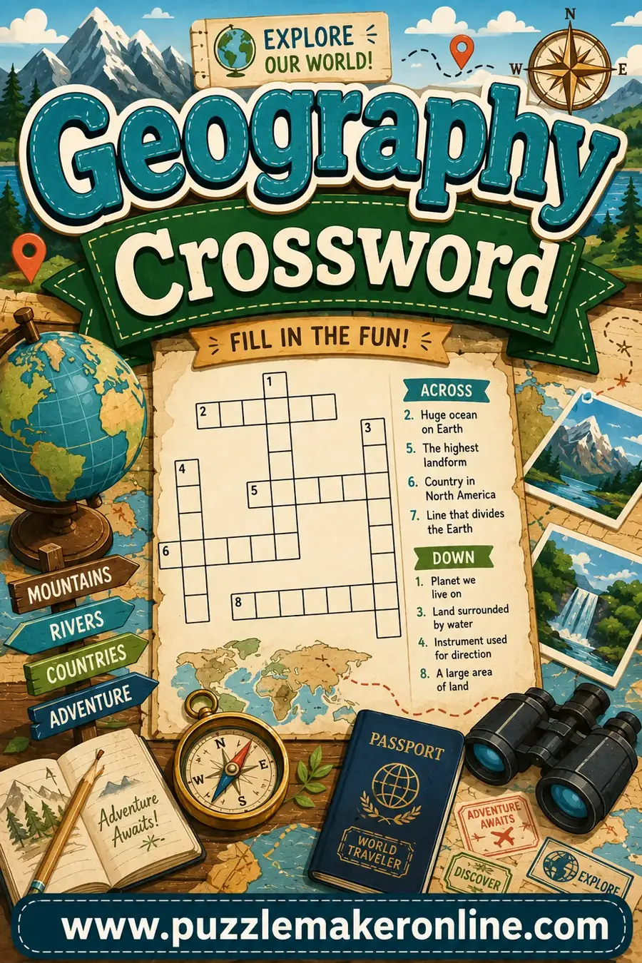 Geography Crossword: Free Printable Puzzles for Every Map Lover