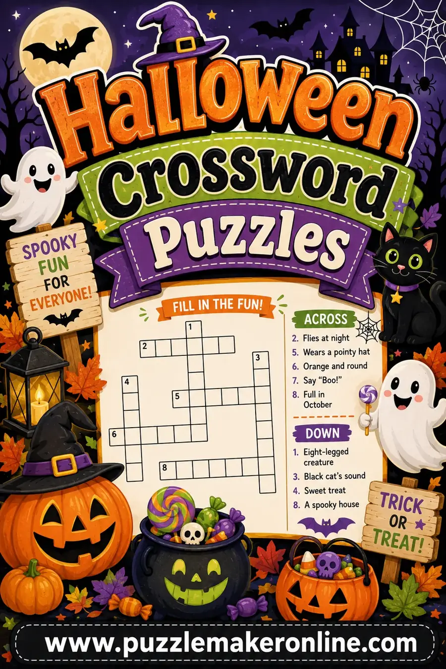 Halloween Crossword Puzzles: Free Printable & Spooky