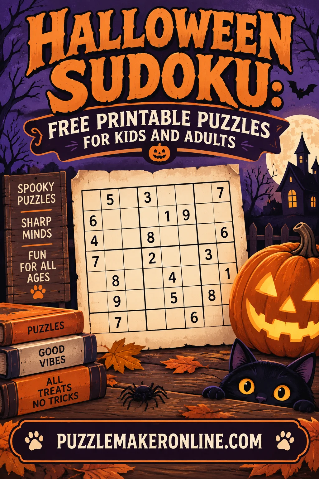 Halloween Sudoku: Free Printable Puzzles for Kids and Adults
