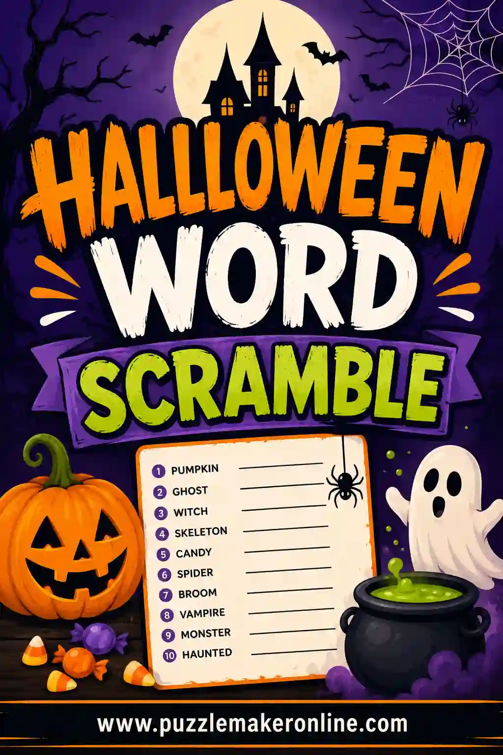 Halloween Word Scramble: Free Printable & Spooky Fun