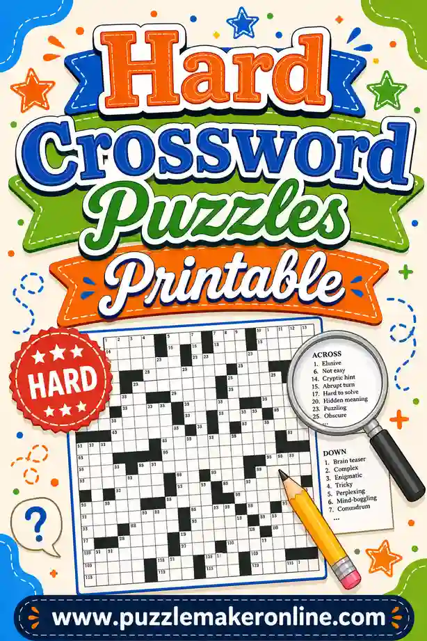Hard Crossword Puzzles Printable: Free Tough Grids