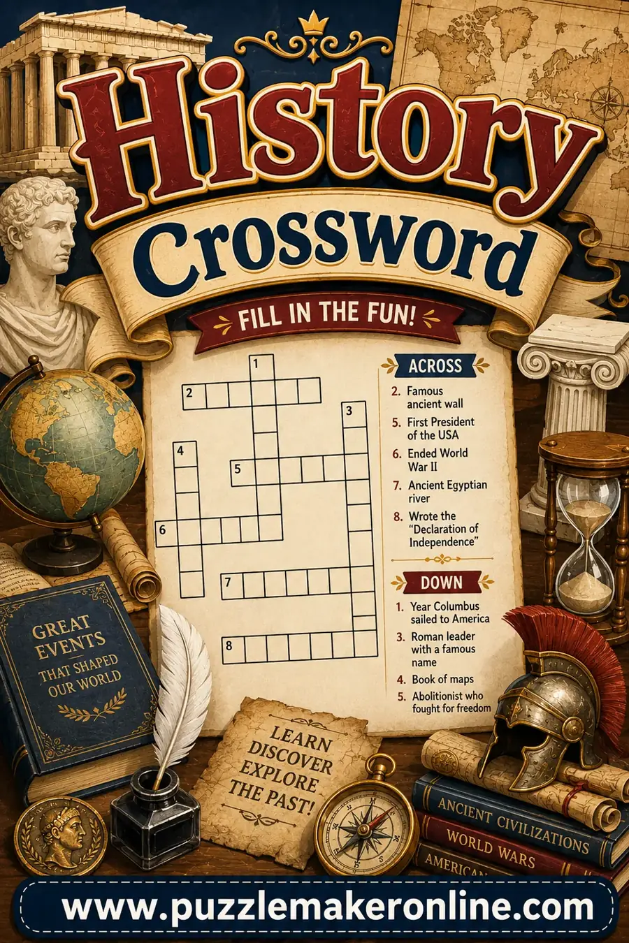 History Crossword: Free Printable Puzzles for Any Era