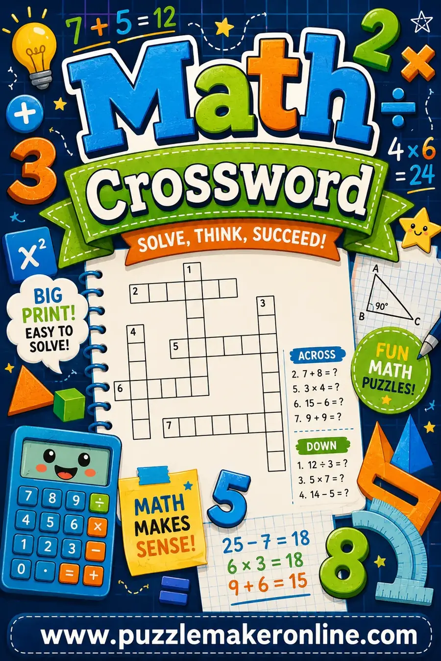 Math Crossword: Free Printable Puzzles for Every Grade