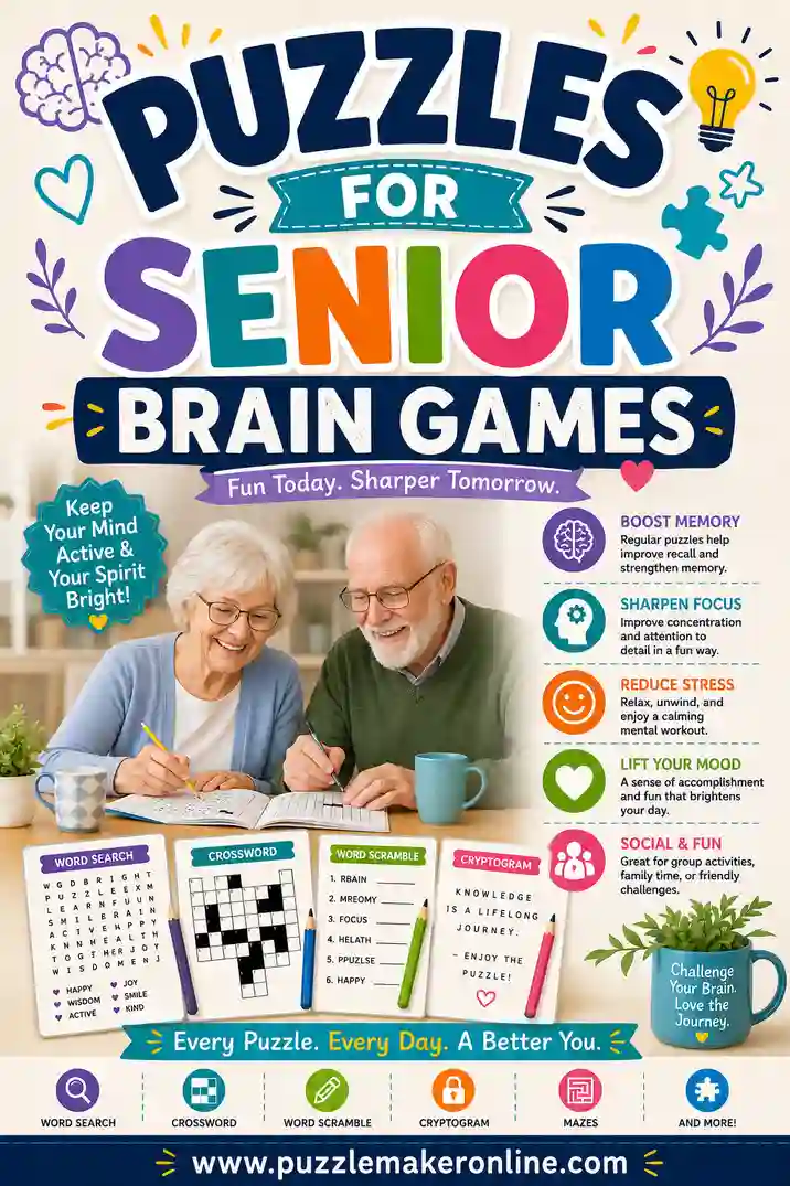 Puzzles for Senior Brain Games: Free Printable Word Games