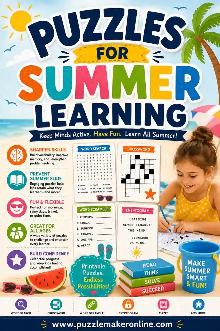 Puzzles for Summer Learning: Free Printable Word Games