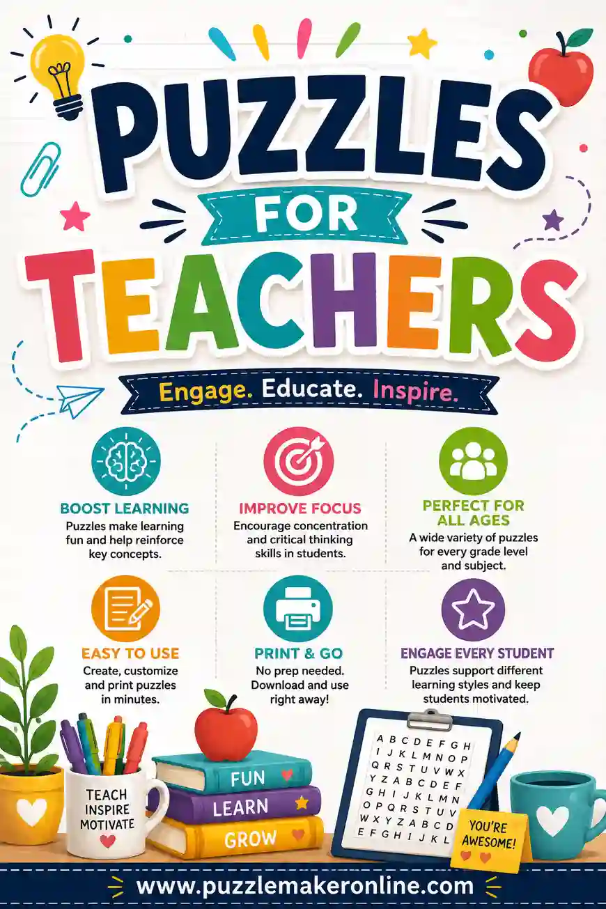 Puzzles for Teachers: Free Printable Word Searches, Crosswords & Scrambles