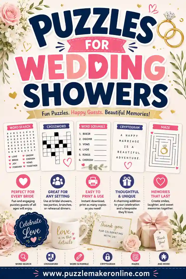 Puzzles for Wedding Showers: Free Printable Games
