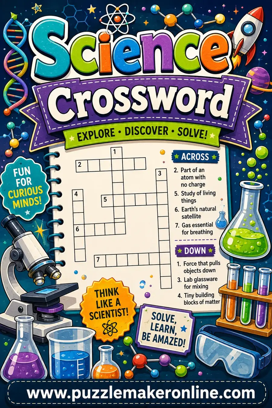 Science Crossword: Free Printable Puzzle Maker