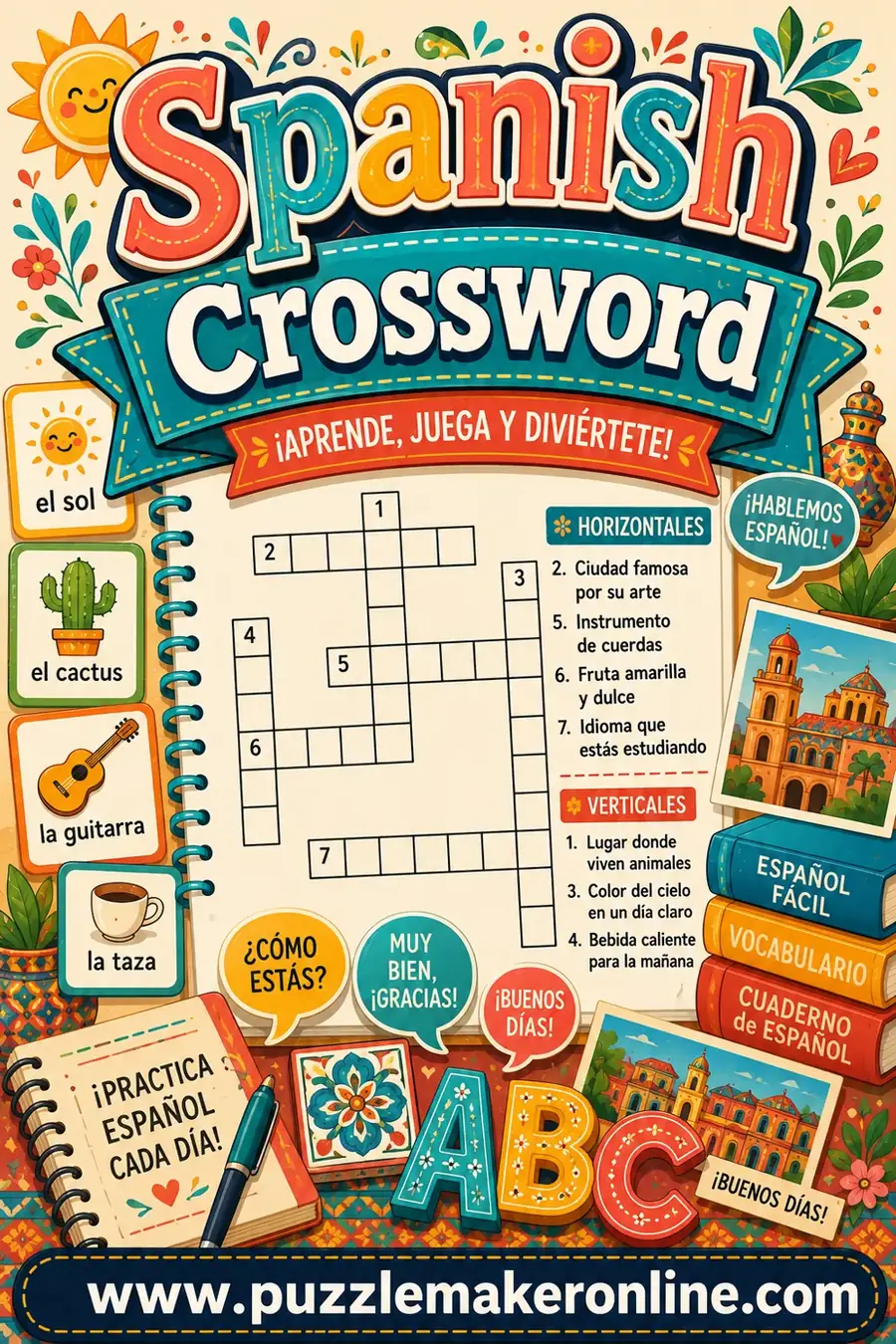 Spanish Crossword: Free Printable Puzzle Maker