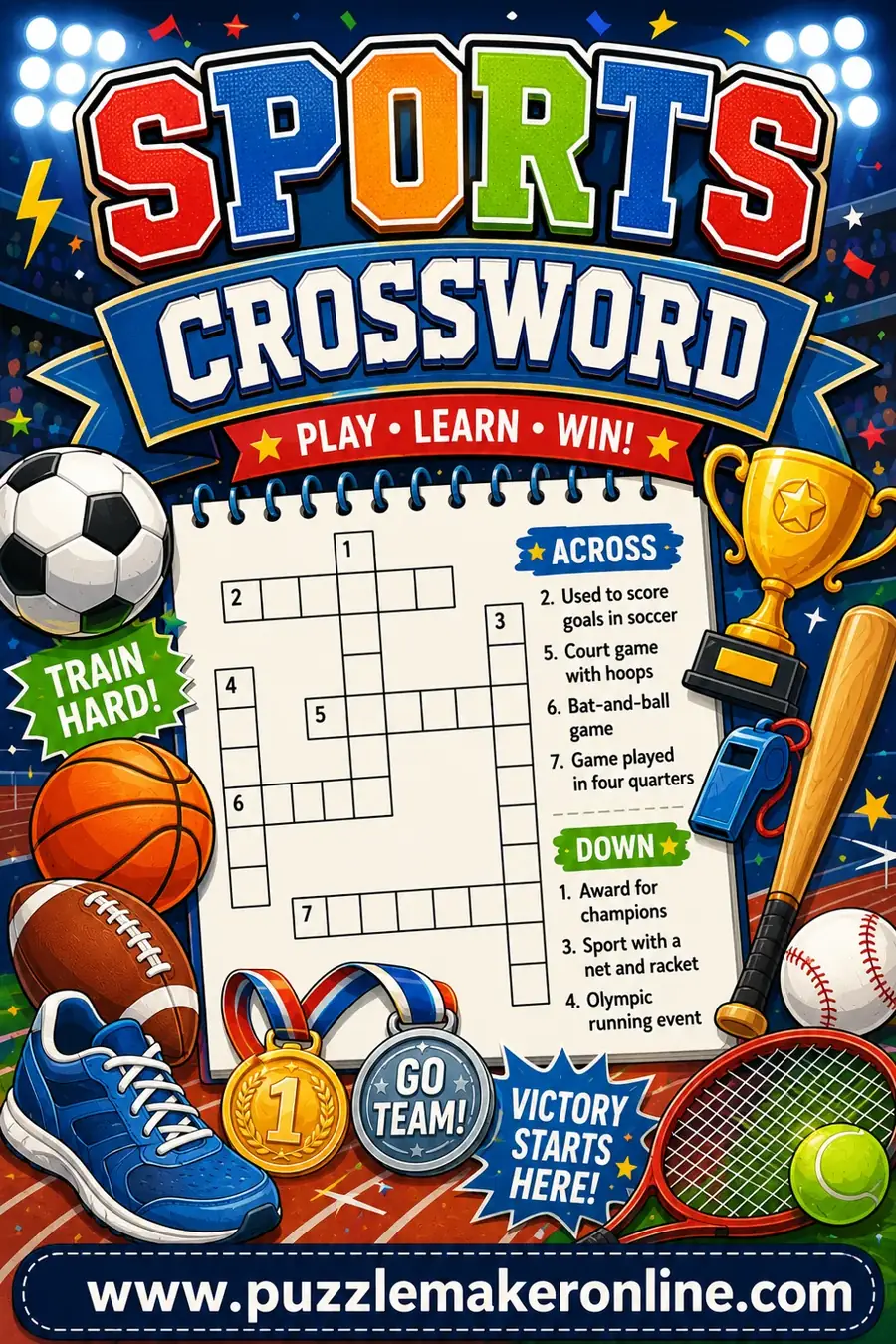 Sports Crossword: Free Printable Puzzle Maker