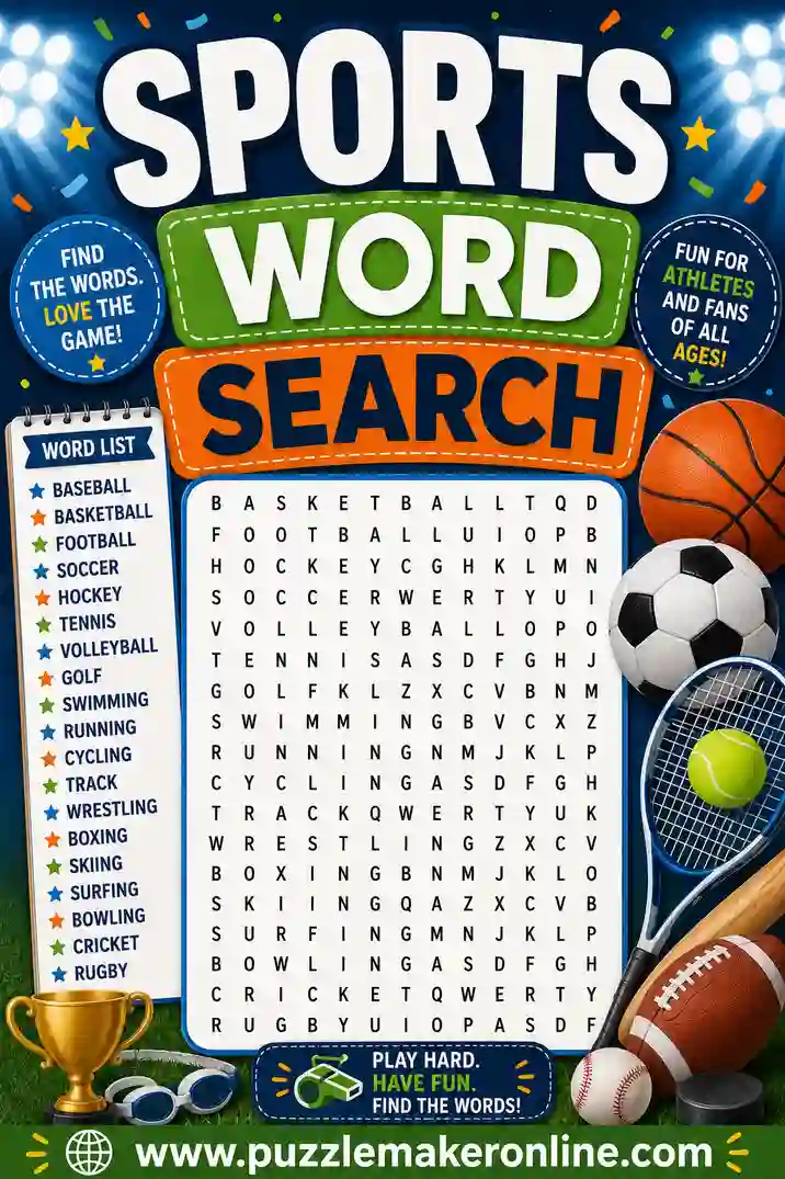 Sports Word Search: Free Printable Puzzle