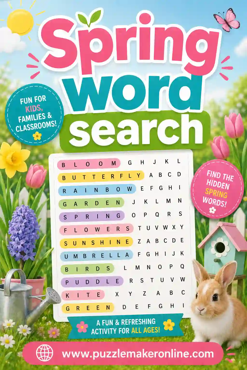 Spring Word Search: Free Printable Puzzles
