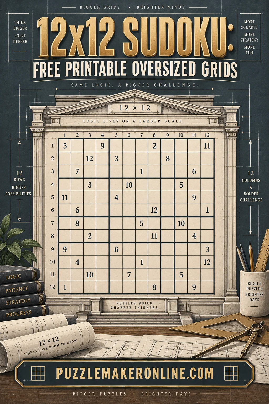 12x12 Sudoku: Free Printable Oversized Grids