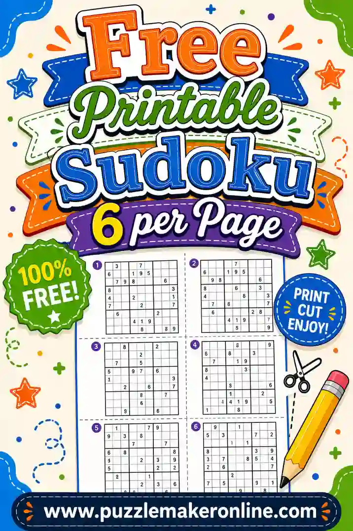 Free Printable Sudoku 6 Per Page: Big Packs, Less Paper
