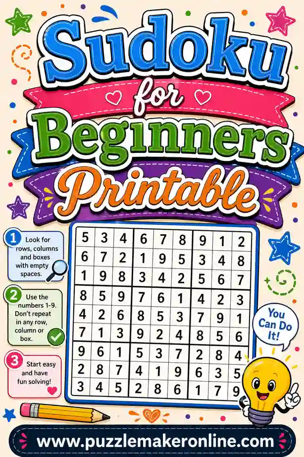 Sudoku for Beginners: Printable Puzzles + First-Solve Guide