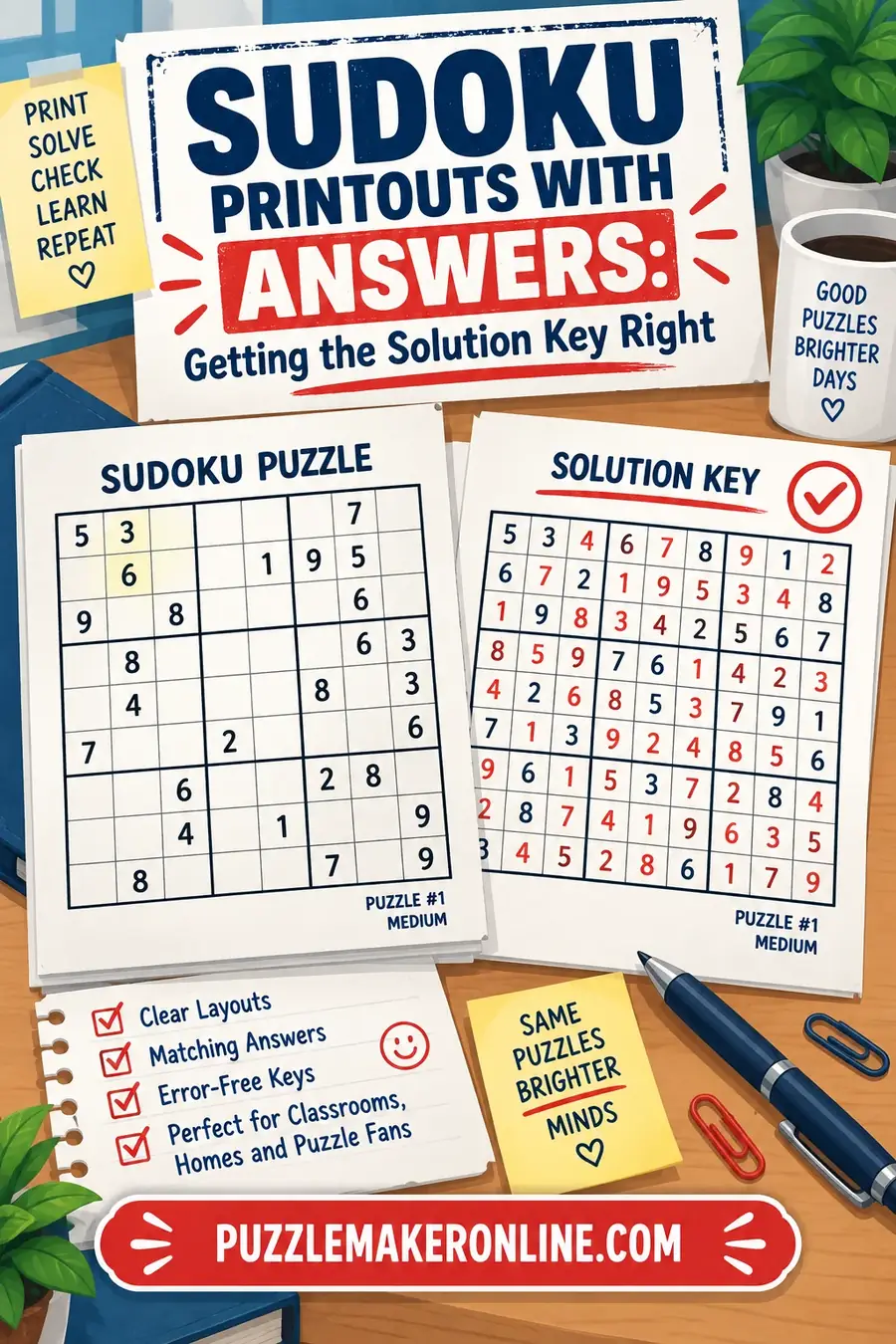 Sudoku Printouts With Answers: Getting the Solution Key Right