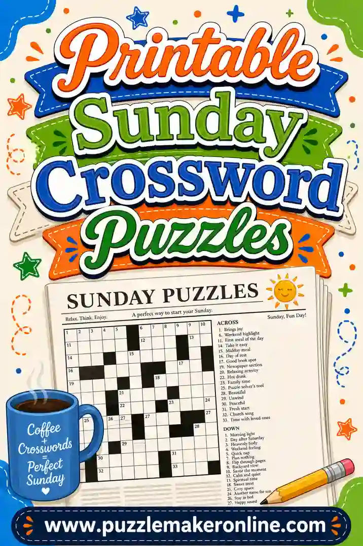 Printable Sunday Crossword Puzzles: Big Weekend Grids Free