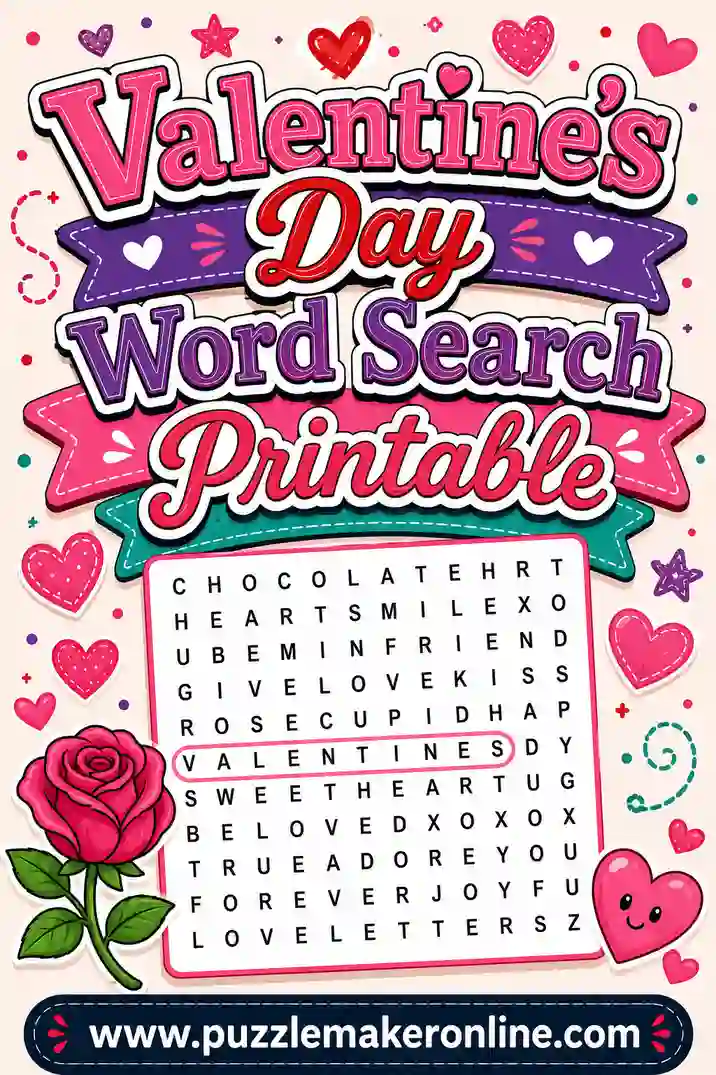 Valentine's Day Word Search Printable: Party-Ready Puzzles