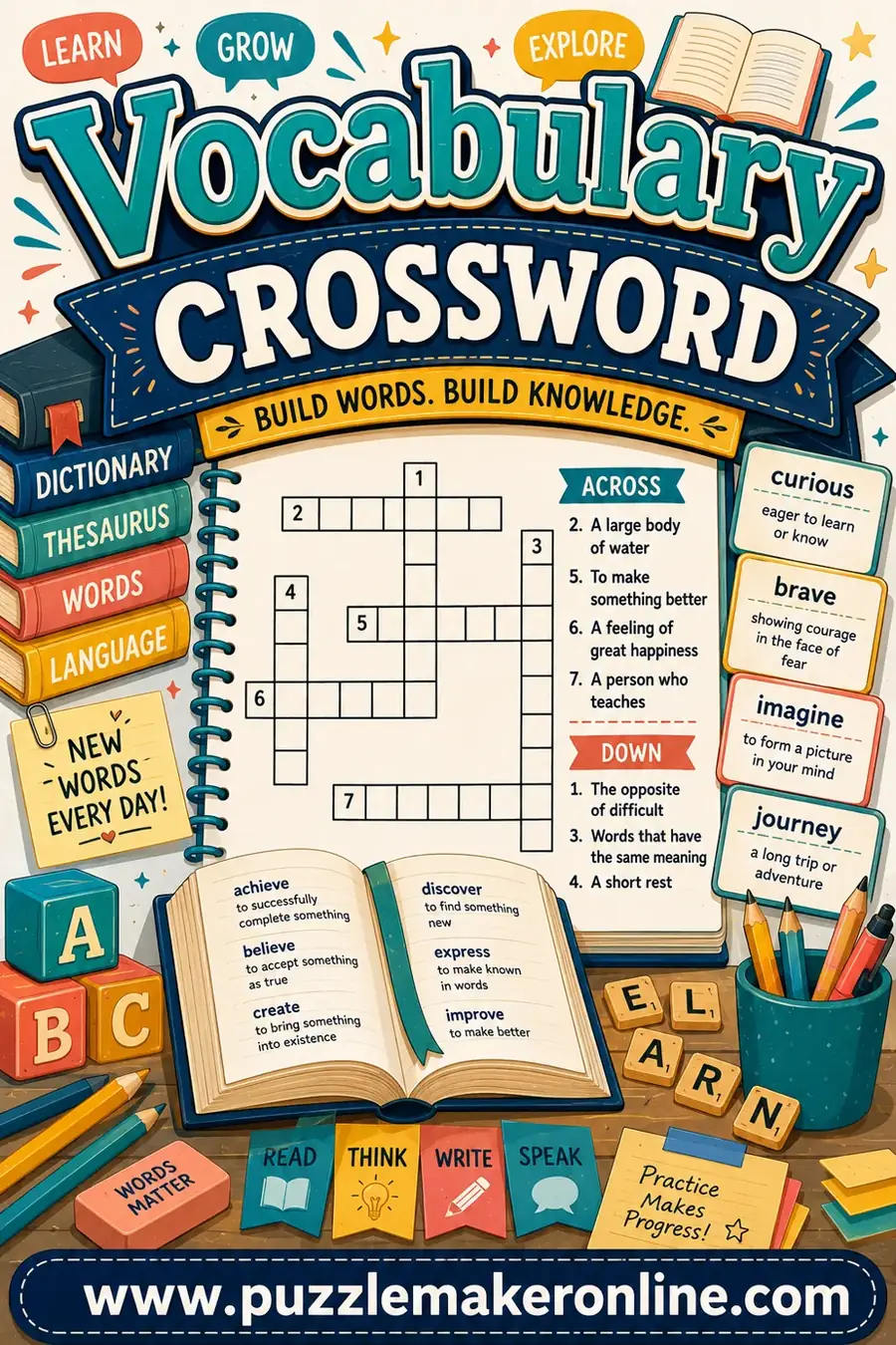 Vocabulary Crossword: Free Printable Puzzle Maker