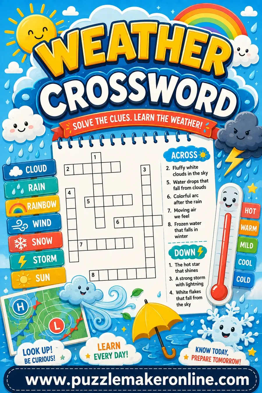 Weather Crossword: Free Printable Puzzle Maker