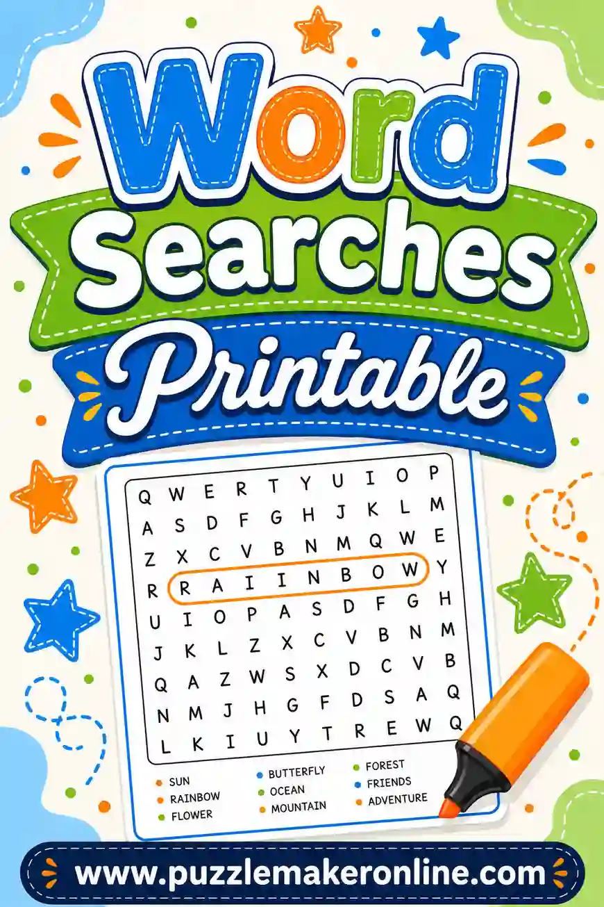 Word Searches Printable: Free Maker for Any Topic